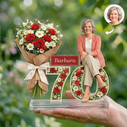 Personalized Birthday Photo Gift for Mom, Custom Picture Plaque from Daughter Son,