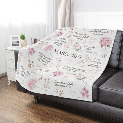 Christian Baby blanket Wildflower bible verse Blanket baby name gift Newborn receiving blanket girl