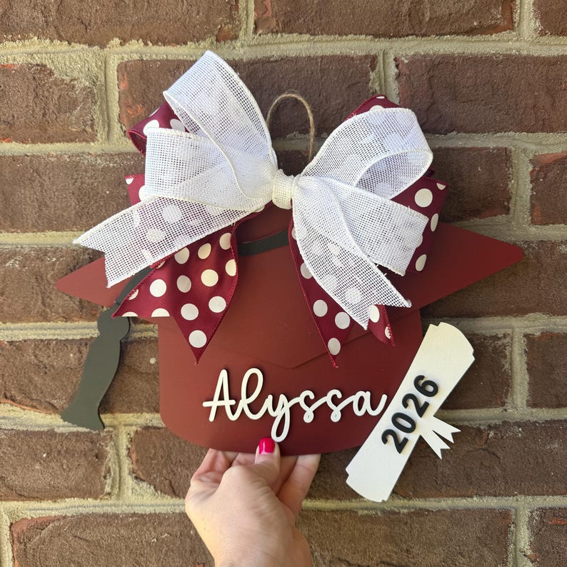 Personalized school colors graduation hat sign