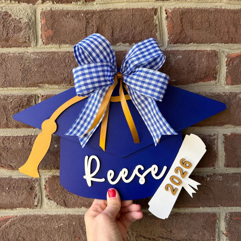 Personalized school colors graduation hat sign
