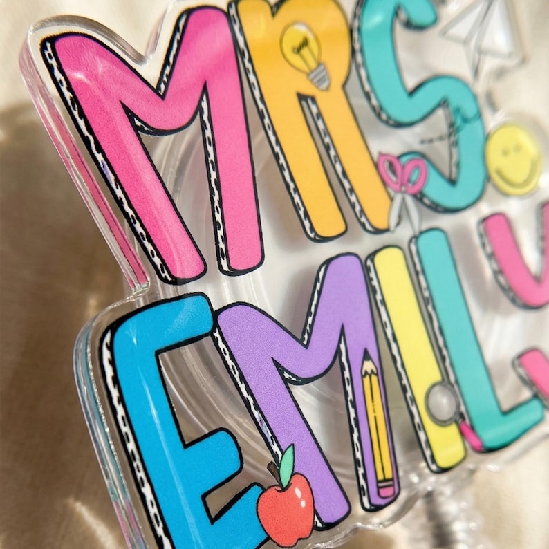 Custom Groovy Teacher Name Badge Reel: Personalized ID Clip