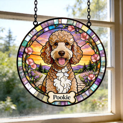 Personalized Dog Portrait Stained Suncatcher