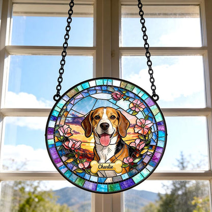 Personalized Dog Portrait Stained Suncatcher