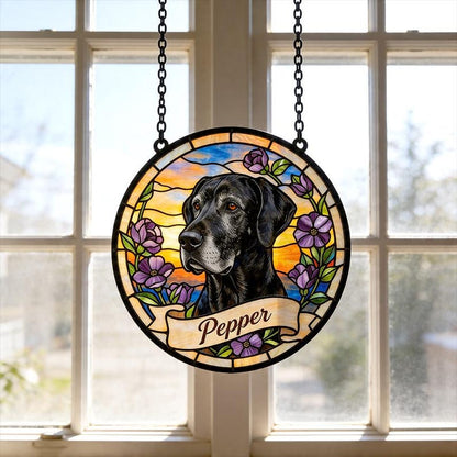 Personalized Dog Portrait Stained Suncatcher