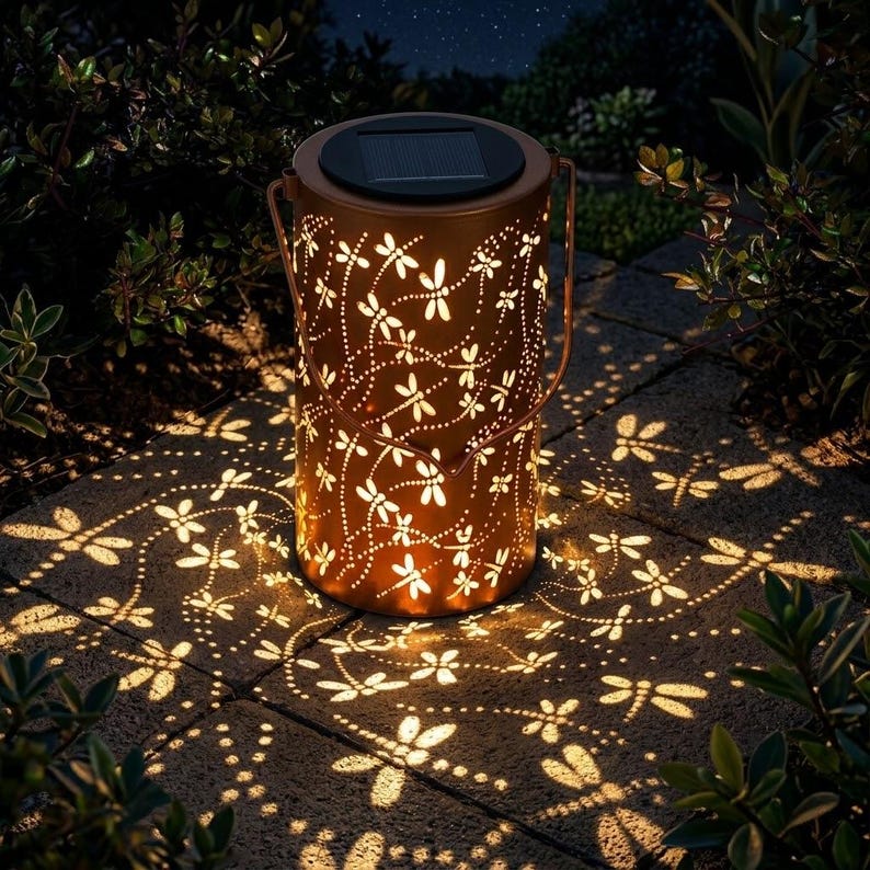 Metal Hanging Light, Shadow Casting Garden Decor