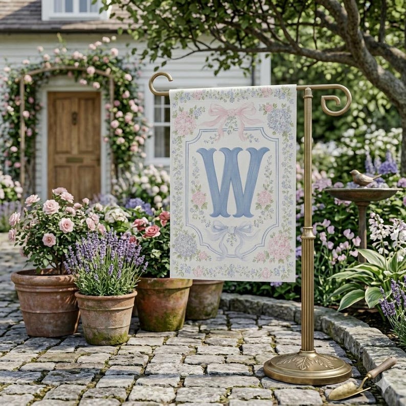 Grandmillennial Hydrangea Garden Flag, Spring Welcome Flag, Summer Garden Flag