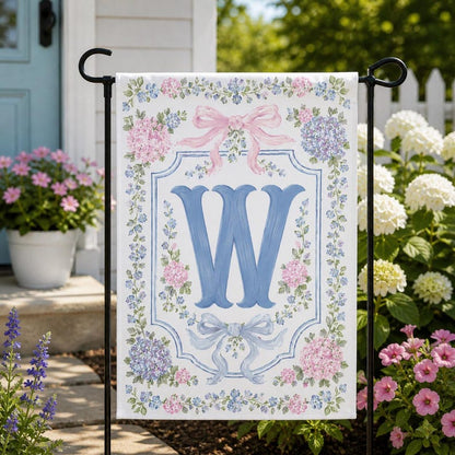Grandmillennial Hydrangea Garden Flag, Spring Welcome Flag, Summer Garden Flag