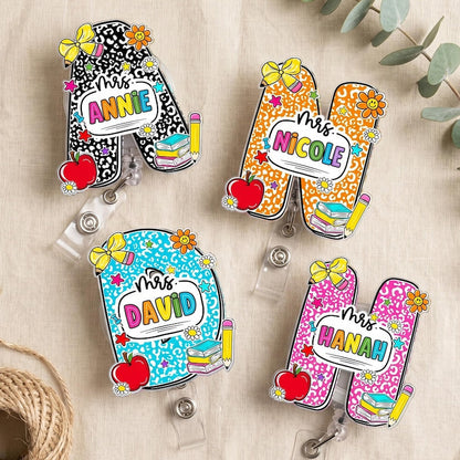 Custom Composition Book Teacher Name Badge Reel: Teacher ID Clip