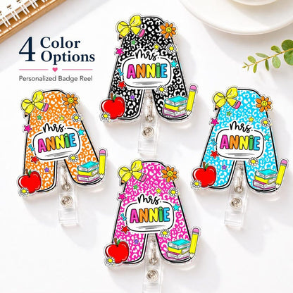 Custom Composition Book Teacher Name Badge Reel: Teacher ID Clip