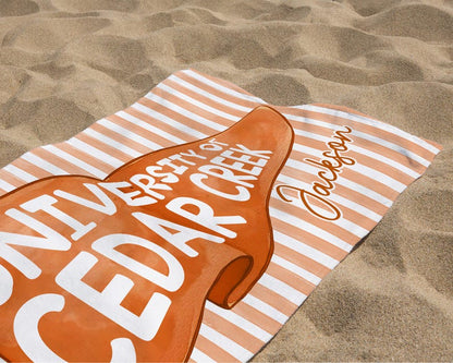 Personalized College Pennant Beach Towel, School Banner School Spirit Beach Towel