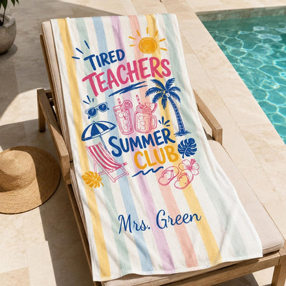 Teachers Off Duty Beach Towel, Personalized Summer Pool Towel