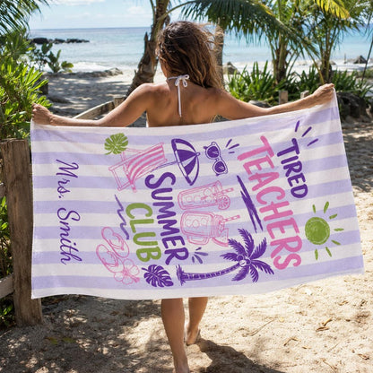 Teachers Off Duty Beach Towel, Personalized Summer Pool Towel
