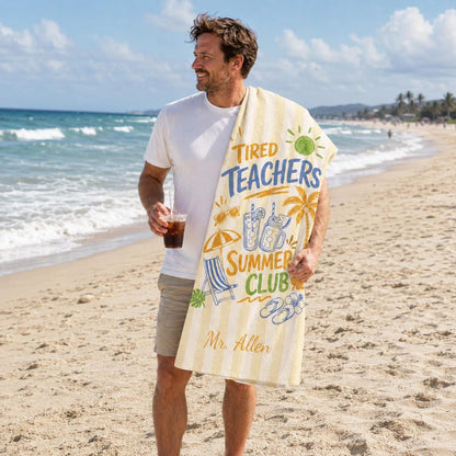 Teachers Off Duty Beach Towel, Personalized Summer Pool Towel