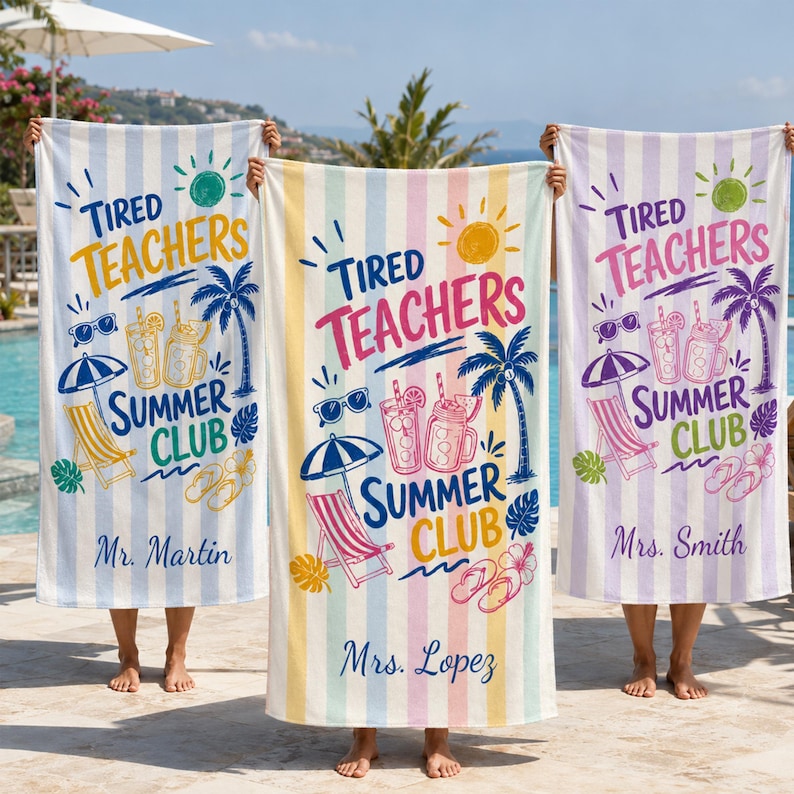 Teachers Off Duty Beach Towel, Personalized Summer Pool Towel
