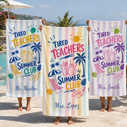 Teachers Off Duty Beach Towel, Personalized Summer Pool Towel