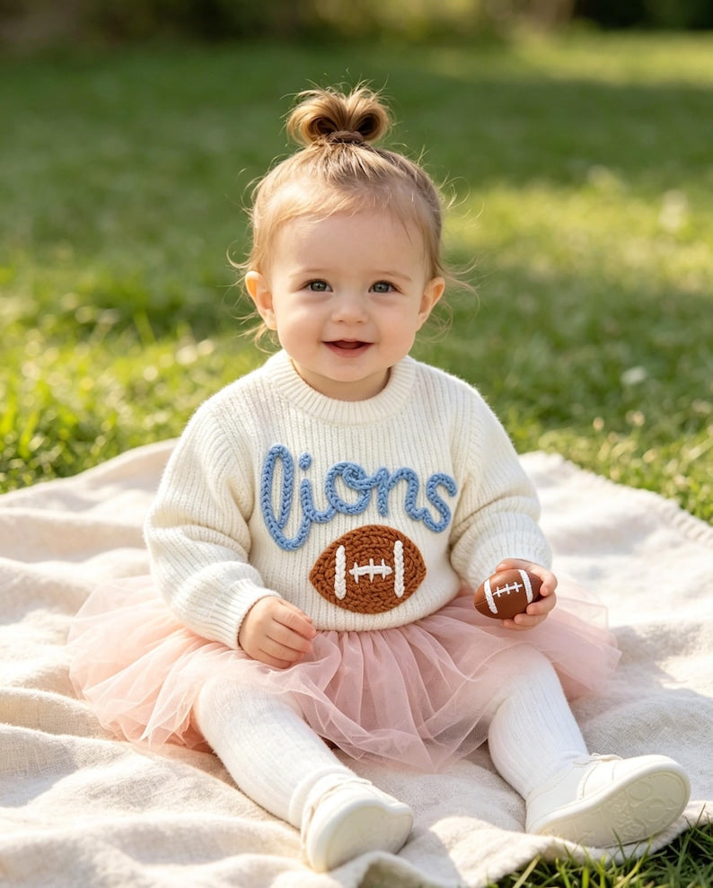 Personalized Baby Football Sweater, Baby Sports Team Sweater