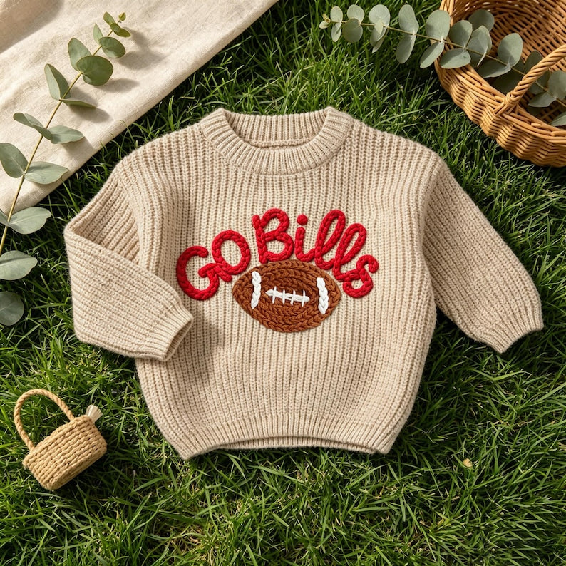 Personalized Baby Football Sweater, Baby Sports Team Sweater
