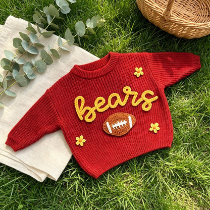 Personalized Baby Football Sweater, Baby Sports Team Sweater