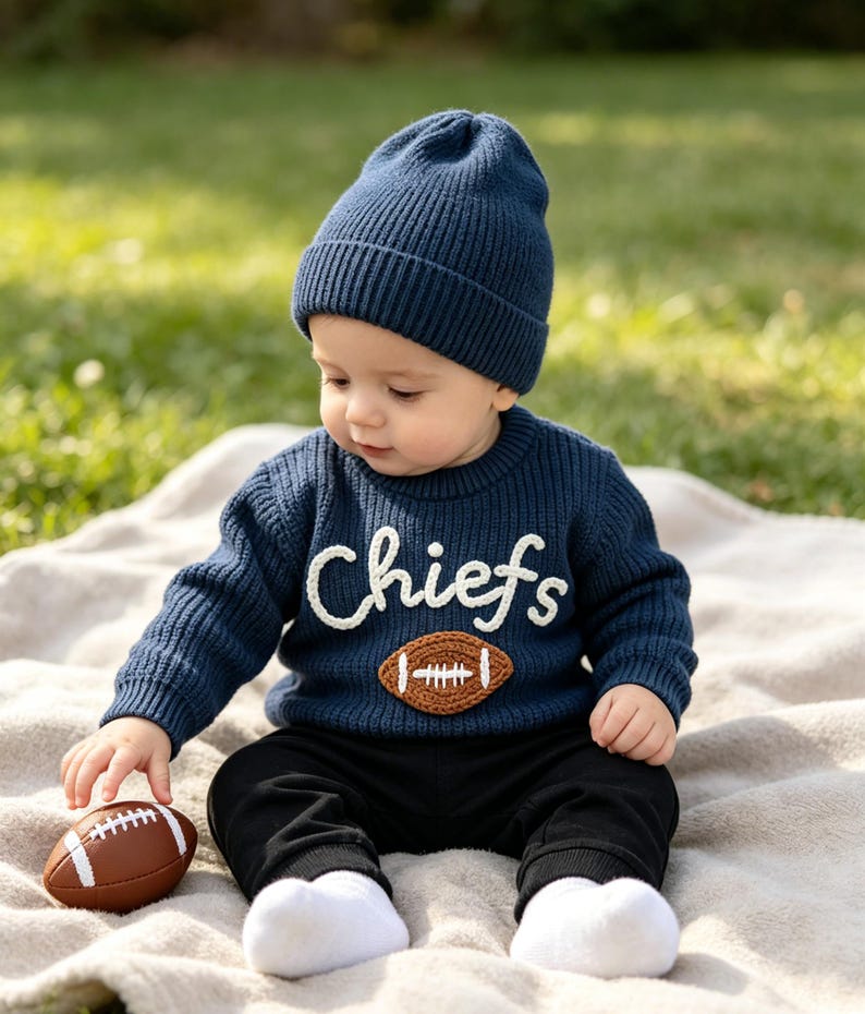 Personalized Baby Football Sweater, Baby Sports Team Sweater