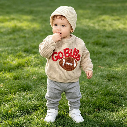 Personalized Baby Football Sweater, Baby Sports Team Sweater