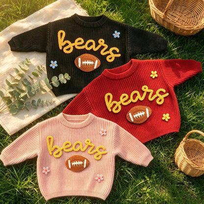 Personalized Baby Football Sweater, Baby Sports Team Sweater