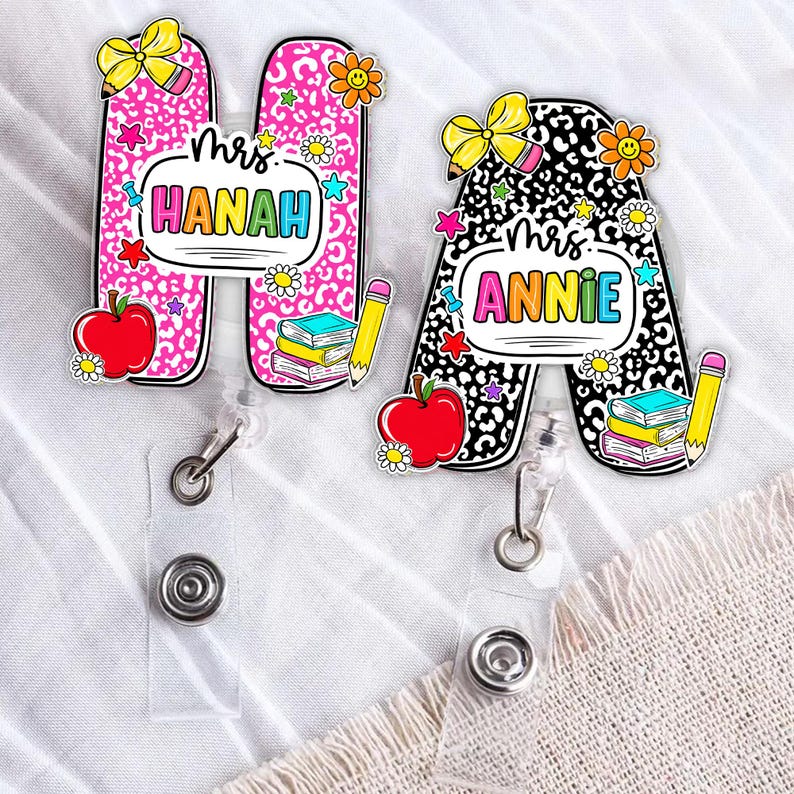 Custom Composition Book Teacher Name Badge Reel: Teacher ID Clip