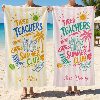 Teachers Off Duty Beach Towel, Personalized Summer Pool Towel