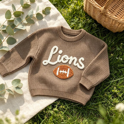Personalized Baby Football Sweater, Baby Sports Team Sweater