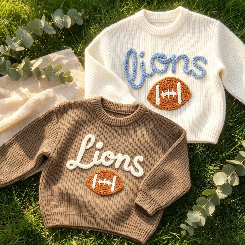 Personalized Baby Football Sweater, Baby Sports Team Sweater