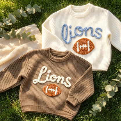 Personalized Baby Football Sweater, Baby Sports Team Sweater
