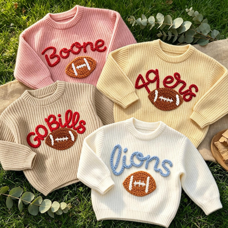 Personalized Baby Football Sweater, Baby Sports Team Sweater