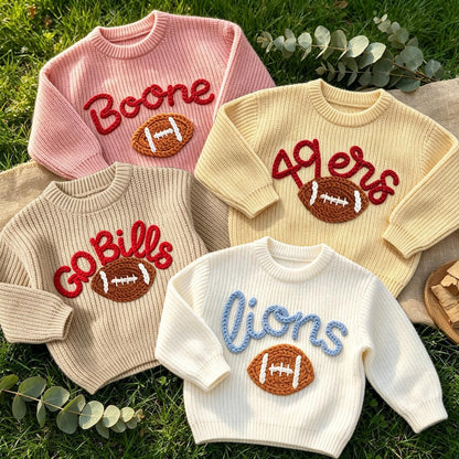 Personalized Baby Football Sweater, Baby Sports Team Sweater