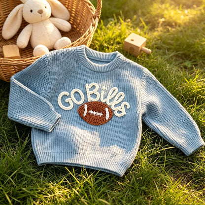 Personalized Baby Football Sweater, Baby Sports Team Sweater
