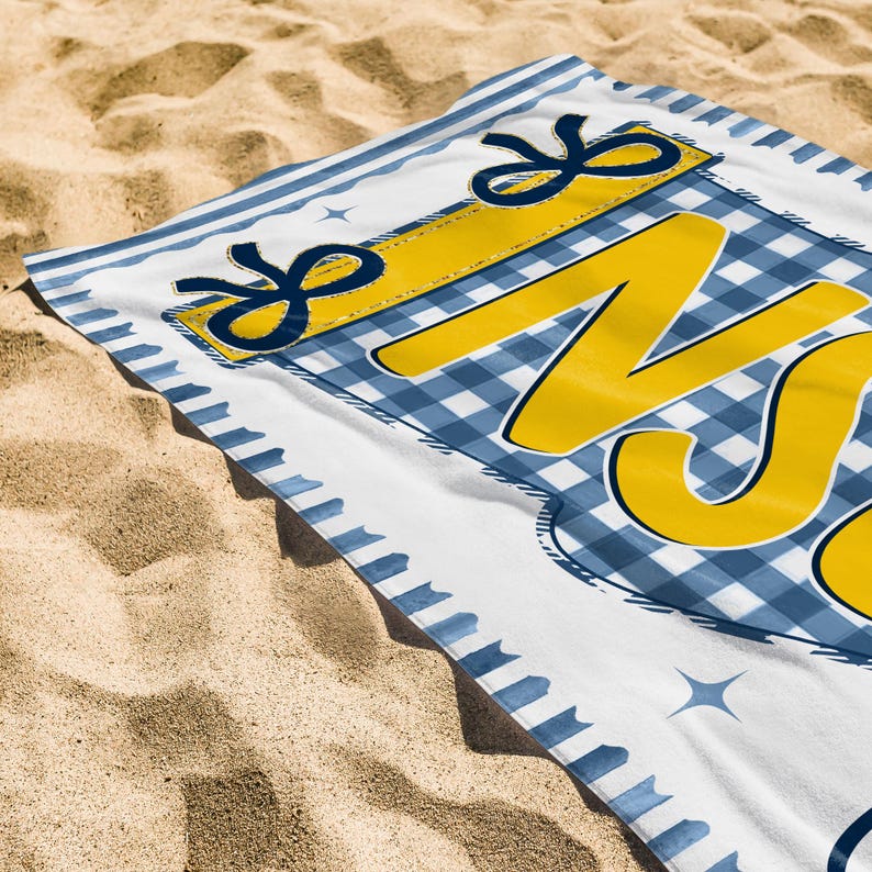 Custom School Pennant Beach Towel, Custom Name College Spirit Flag Towel