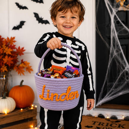 Personalized Halloween Basket, Custom Trick or Treat Basket