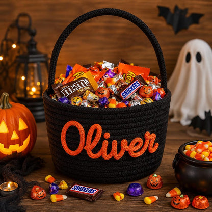 Personalized Halloween Basket, Custom Trick or Treat Basket