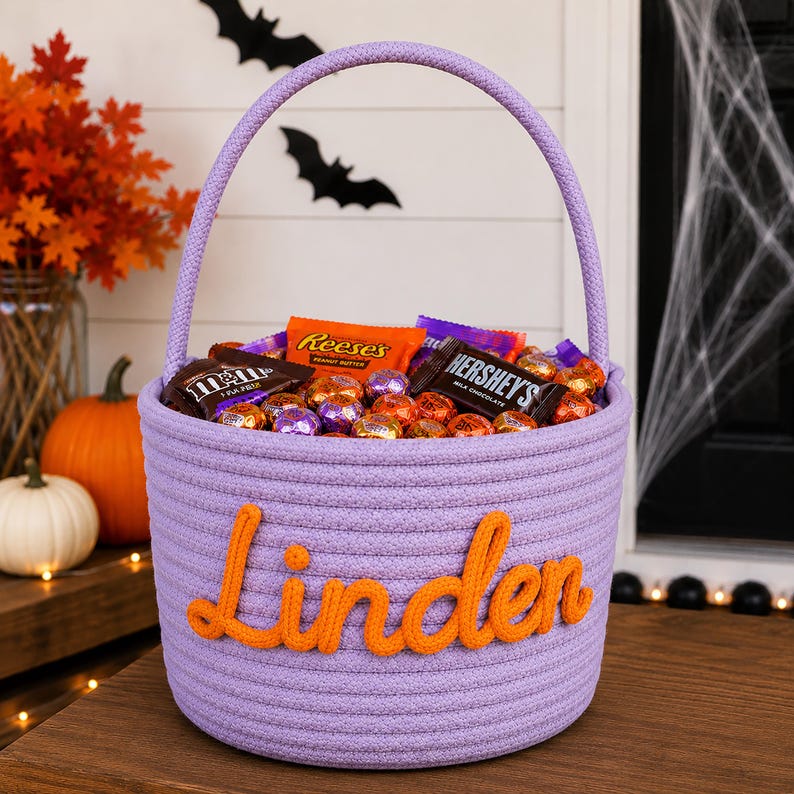 Personalized Halloween Basket, Custom Trick or Treat Basket