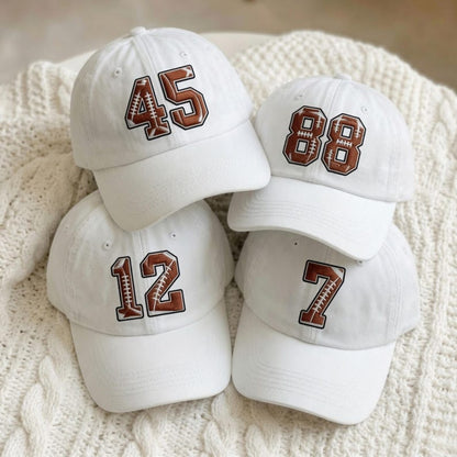 Personalized Football Number Embroidered Hat, Custom Game Day Cap,