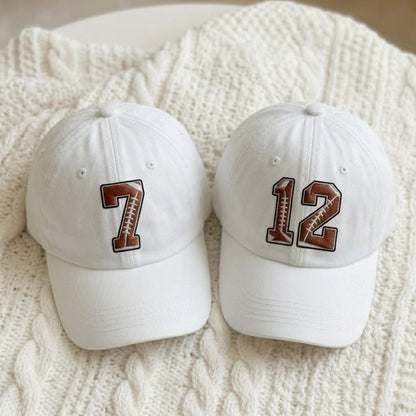 Personalized Football Number Embroidered Hat, Custom Game Day Cap,