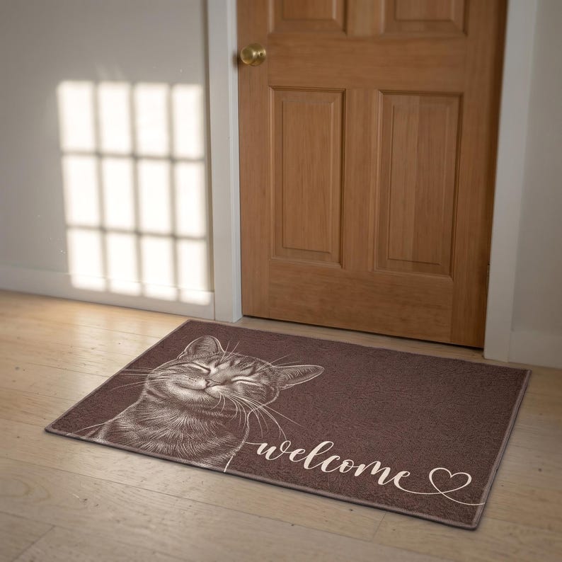 Custom Pet Sketch Doormat, Dog Line Art Welcome Mat, Personalized Dog Mom Cat Lover Doormat