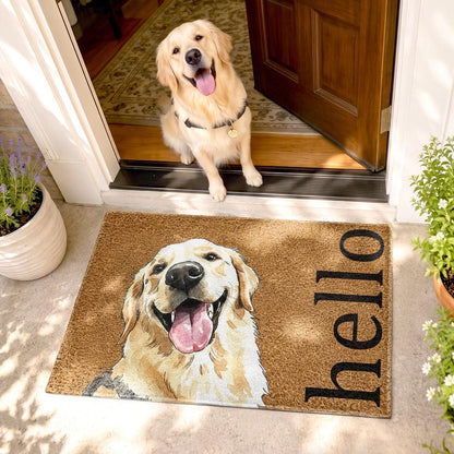 Custom Pet Portrait Watercolor Doormat, Personalized Dog Cat Welcome Mat