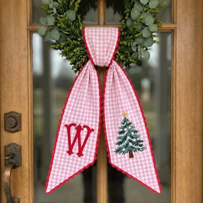 Custom Christmas Wreath Sash, Personalized Monogram Holiday Decor