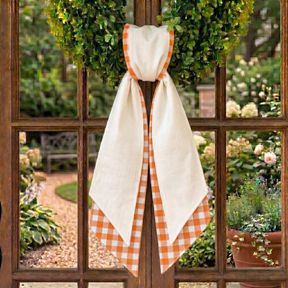 Personalized Fall Sash – Pumpkin & Orange Gingham Wreath Sash