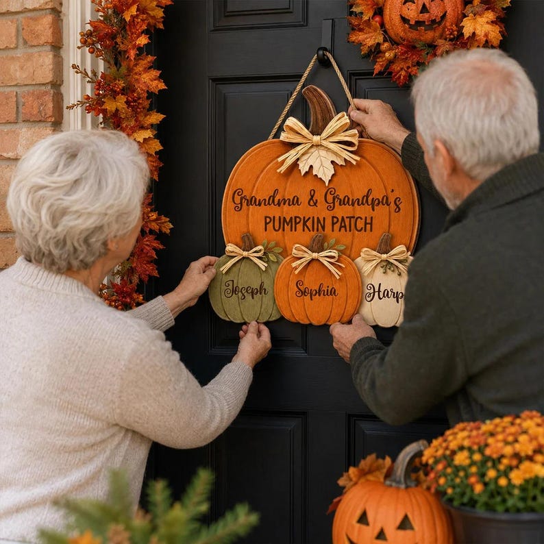 Personalized Pumpkin Patch Sign, Grandma & Grandpa Gift from Grandkids