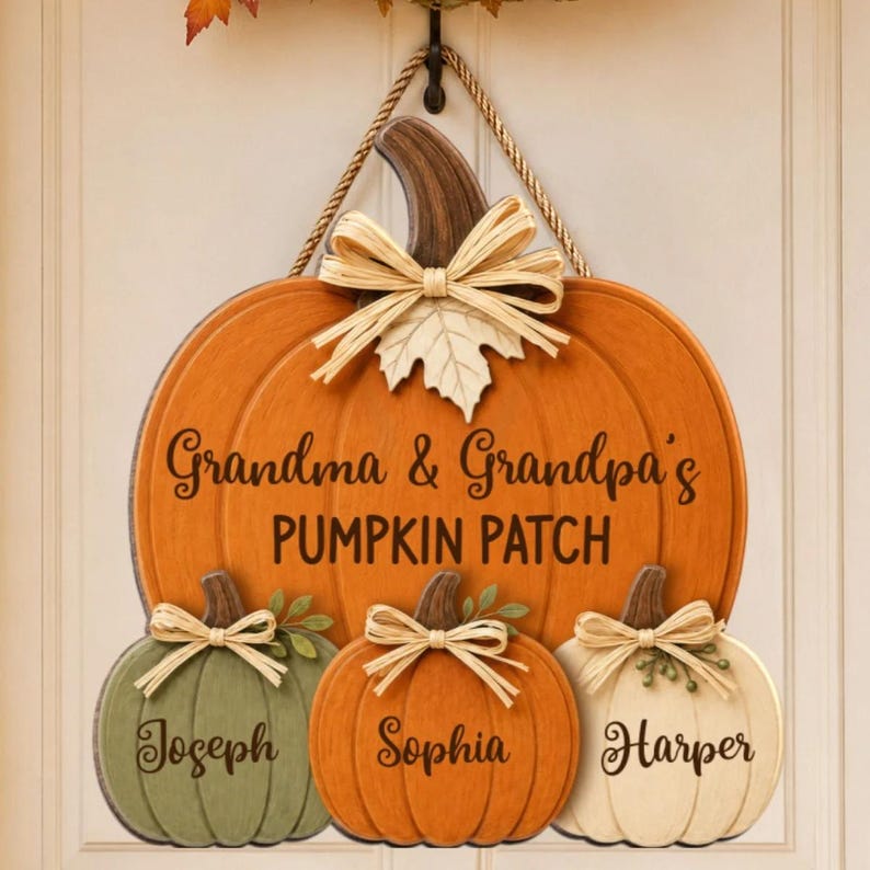 Personalized Pumpkin Patch Sign, Grandma & Grandpa Gift from Grandkids