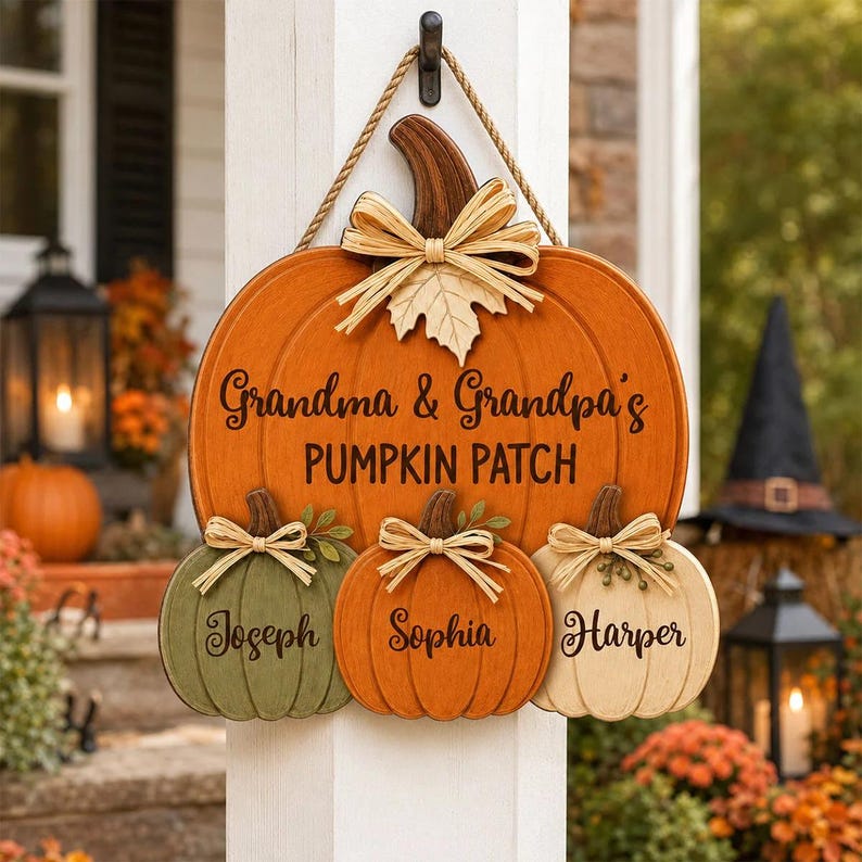 Personalized Pumpkin Patch Sign, Grandma & Grandpa Gift from Grandkids