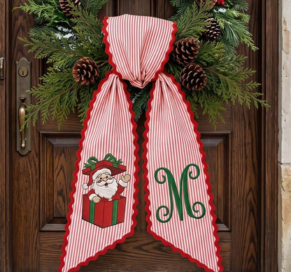 Custom Christmas Santa Giffbox Wreath Sash