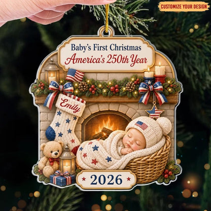 Personalized Baby's 1st Christmas America 250th Anniversary Ornament