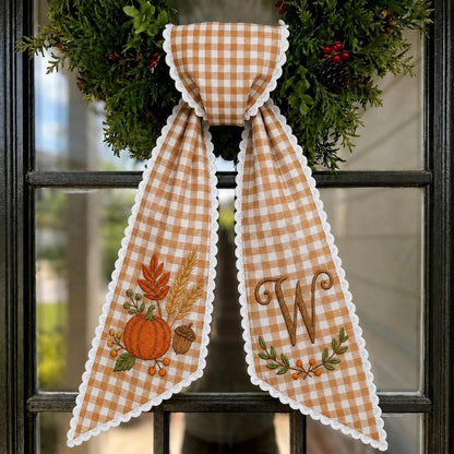 Fall Pumpkin Wreath Sash with Custom Initial
