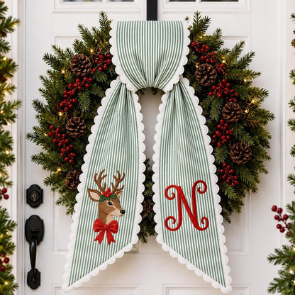 Personalized Santa Christmas Wreath Sash Decor